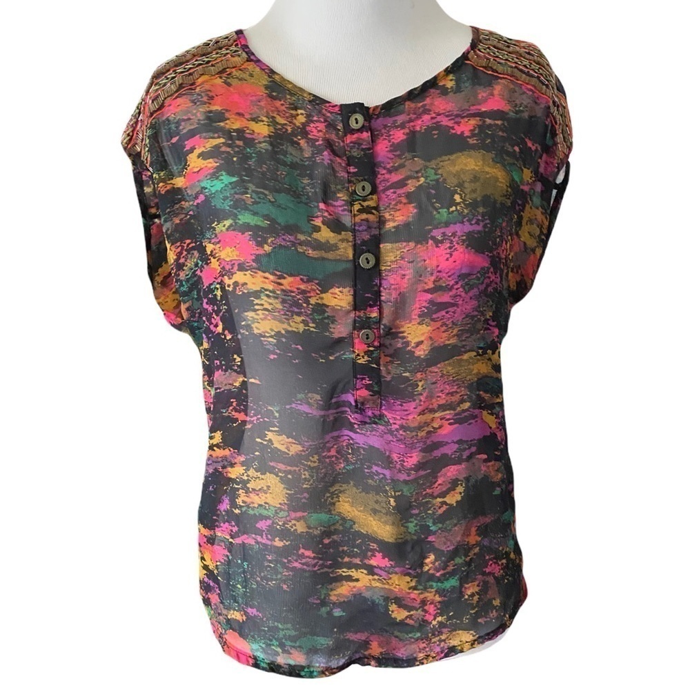 Belle Du Jour Water color blouse SZ XS